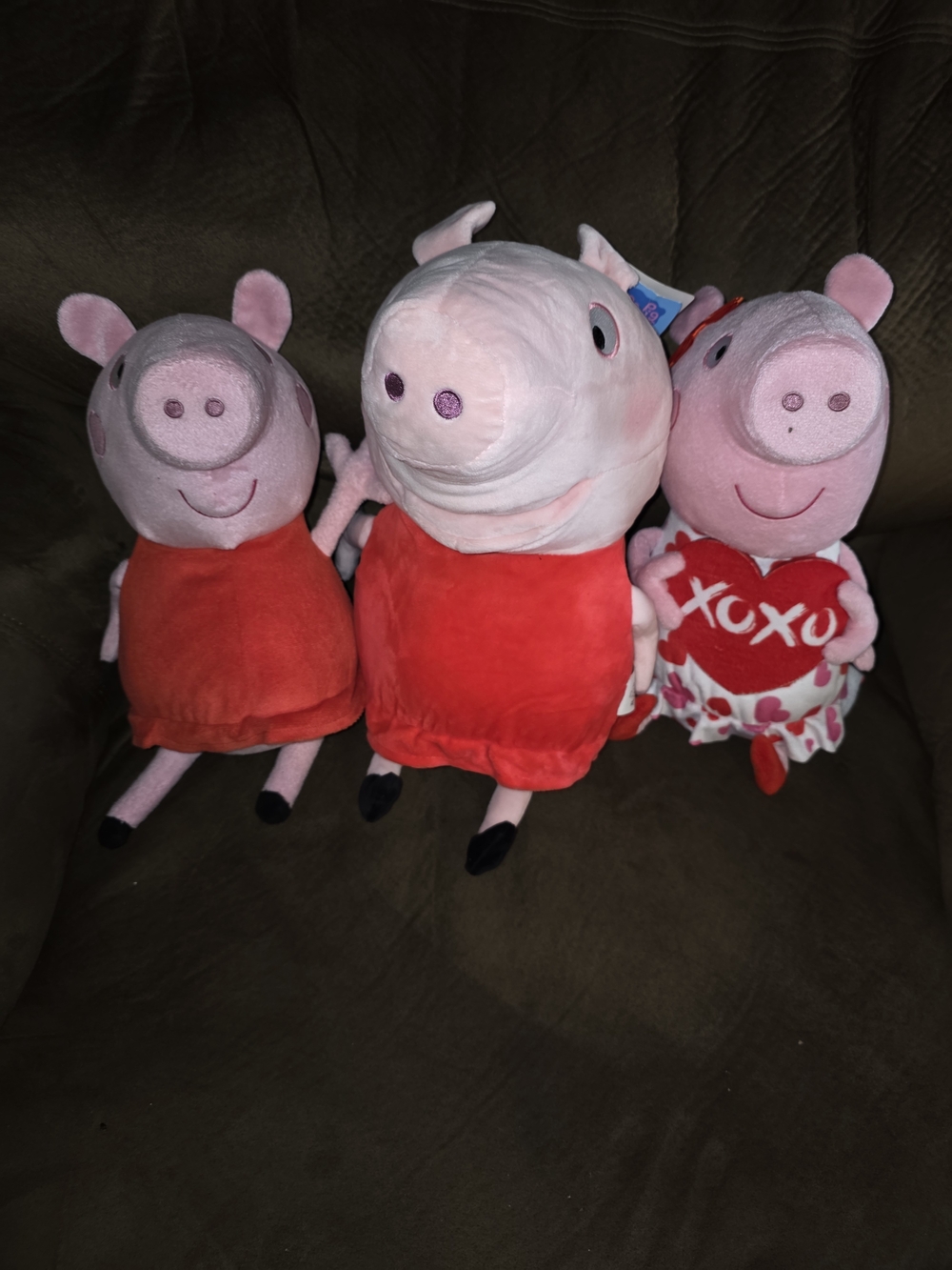 Hasbro Pink Peppa Pig Plush Trio with Red Outfits